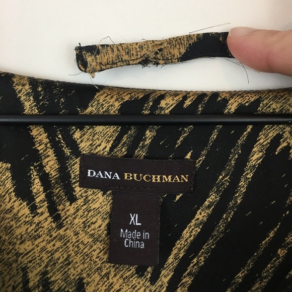 Dana Buchman Tribal Black Tan Crochet Batwing Top - Picture 3 of 8